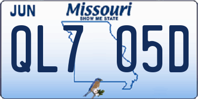 MO license plate QL7O5D