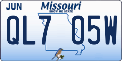 MO license plate QL7O5W
