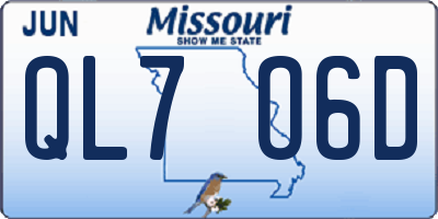 MO license plate QL7O6D