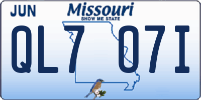 MO license plate QL7O7I