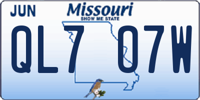 MO license plate QL7O7W