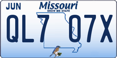 MO license plate QL7O7X