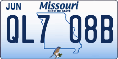 MO license plate QL7O8B