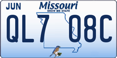 MO license plate QL7O8C