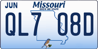 MO license plate QL7O8D