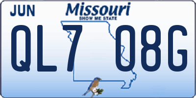 MO license plate QL7O8G