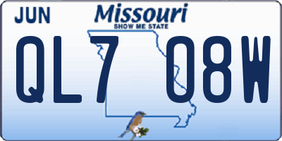 MO license plate QL7O8W