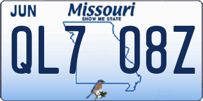 MO license plate QL7O8Z