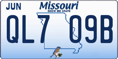MO license plate QL7O9B