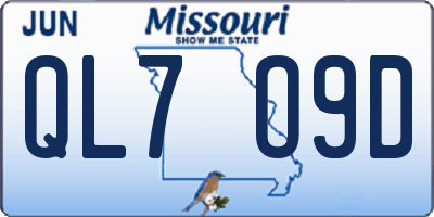 MO license plate QL7O9D