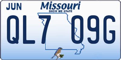 MO license plate QL7O9G