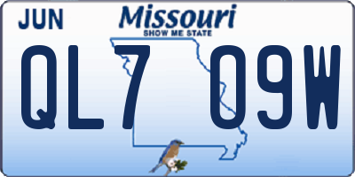 MO license plate QL7O9W