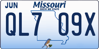MO license plate QL7O9X