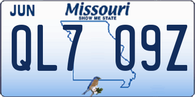 MO license plate QL7O9Z