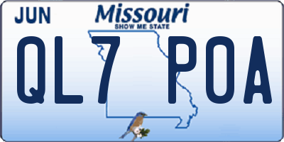 MO license plate QL7P0A