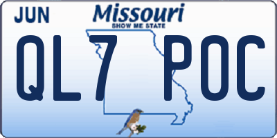 MO license plate QL7P0C