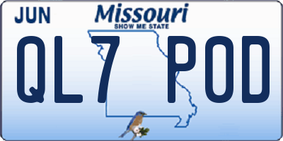 MO license plate QL7P0D