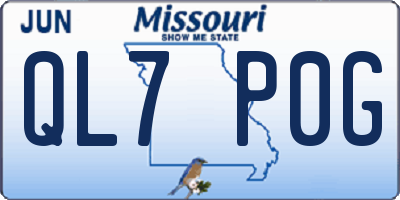 MO license plate QL7P0G