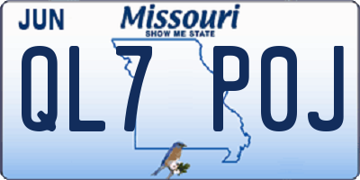 MO license plate QL7P0J