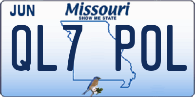 MO license plate QL7P0L