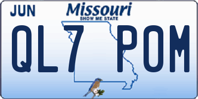 MO license plate QL7P0M