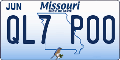 MO license plate QL7P0O