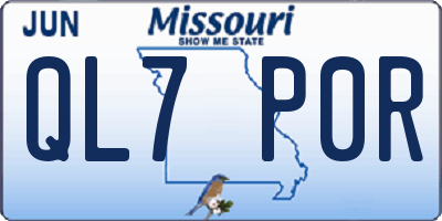 MO license plate QL7P0R
