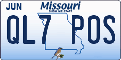 MO license plate QL7P0S