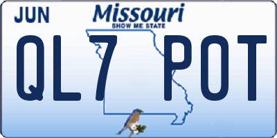 MO license plate QL7P0T
