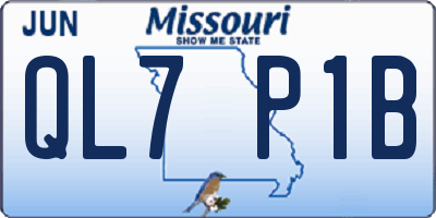 MO license plate QL7P1B