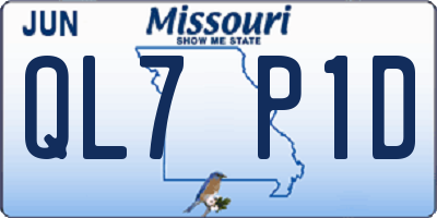 MO license plate QL7P1D
