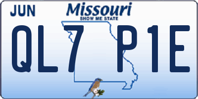 MO license plate QL7P1E