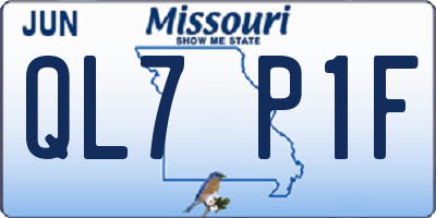 MO license plate QL7P1F
