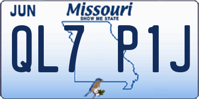 MO license plate QL7P1J
