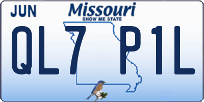 MO license plate QL7P1L