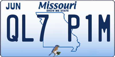 MO license plate QL7P1M