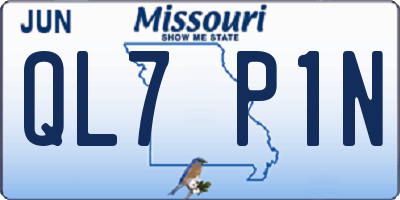 MO license plate QL7P1N
