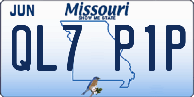 MO license plate QL7P1P