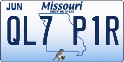 MO license plate QL7P1R