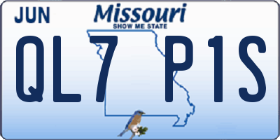 MO license plate QL7P1S
