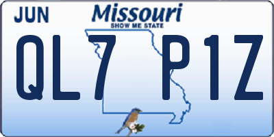 MO license plate QL7P1Z