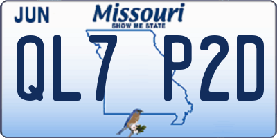 MO license plate QL7P2D