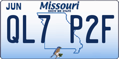 MO license plate QL7P2F
