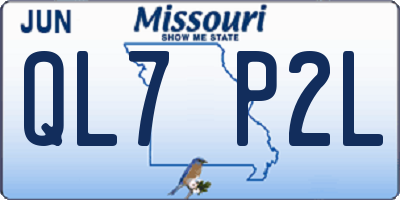 MO license plate QL7P2L
