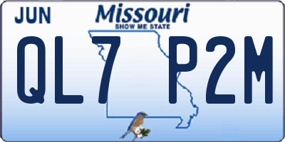 MO license plate QL7P2M