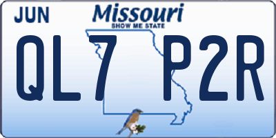 MO license plate QL7P2R