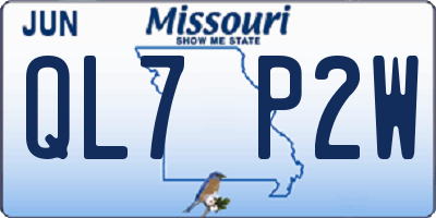 MO license plate QL7P2W