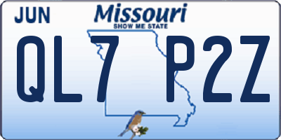 MO license plate QL7P2Z