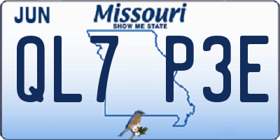 MO license plate QL7P3E