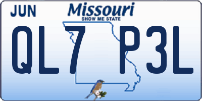 MO license plate QL7P3L